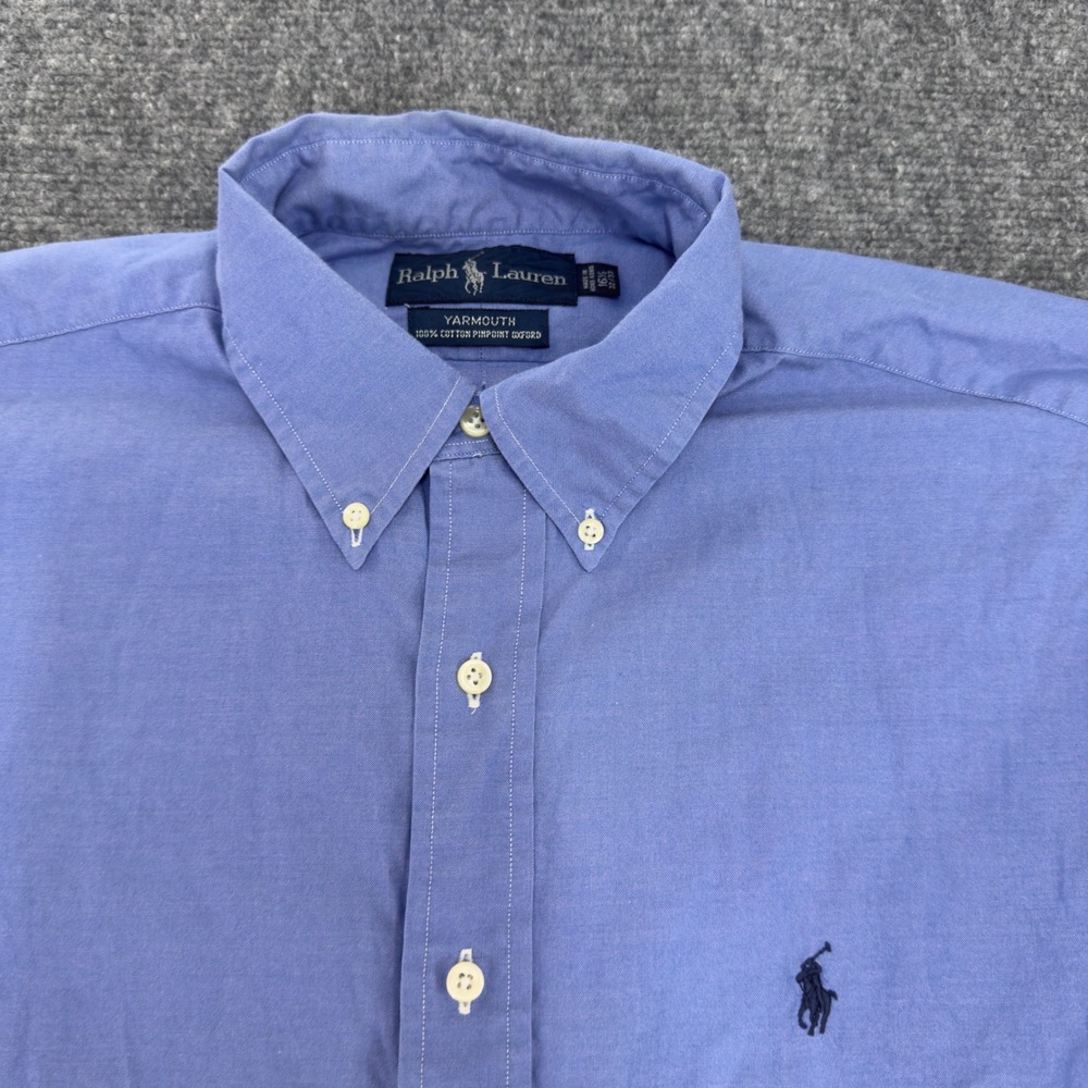 Ralph Lauren Yarmouth Button Down Shirt Pinpoint Oxford Blue Size 16.5 32/33